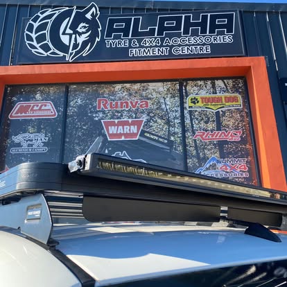 Roof rack awning fitted outside the Alpha shopfront